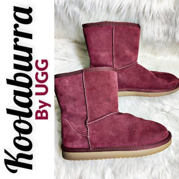 KOOLABURRA By UGG Wine Red Suede Classic Short Boot, Size 5 - Picture 3 of 10